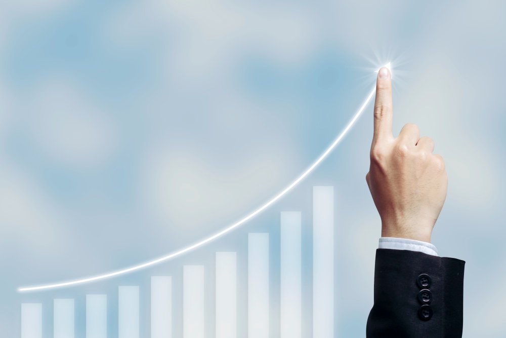Gráfica de crecimiento empresarial en aumento